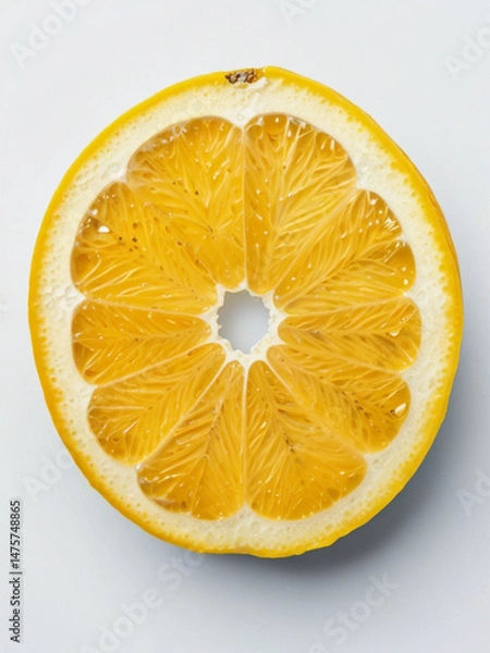 Fototapeta Photorealistic Macro Closeup of a Juicy Yellow Lemon Half on White Background