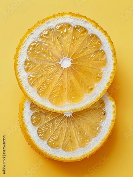 Fototapeta Photorealistic Macro Closeup of a Juicy Yellow Lemon Half on White Background