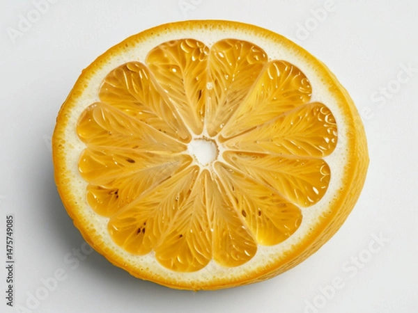 Fototapeta Photorealistic Macro Closeup of a Juicy Yellow Lemon Half on White Background