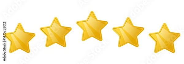 Fototapeta 5 Stars with golden shine. Rating symbols, high score, quality mark. Vector clip art.