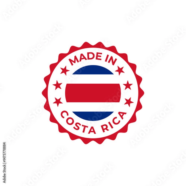 Obraz Made in Costa Rica transparent seal badge design sticker with flag