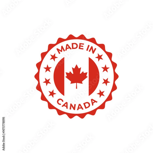 Obraz Made in Canada transparent seal badge design sticker with flag