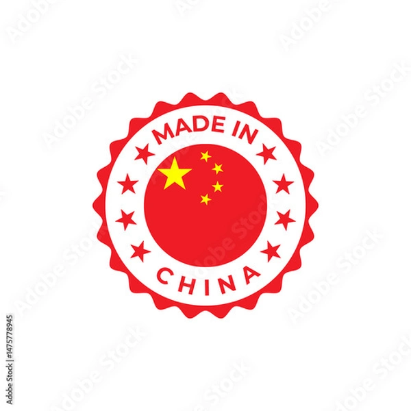 Obraz Made in China transparent seal badge design sticker with flag