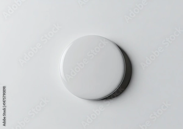 Obraz A plain white circular button on a light background