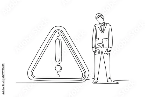 Obraz  Risk management concept. Single line draw design. Vector graphic illustration