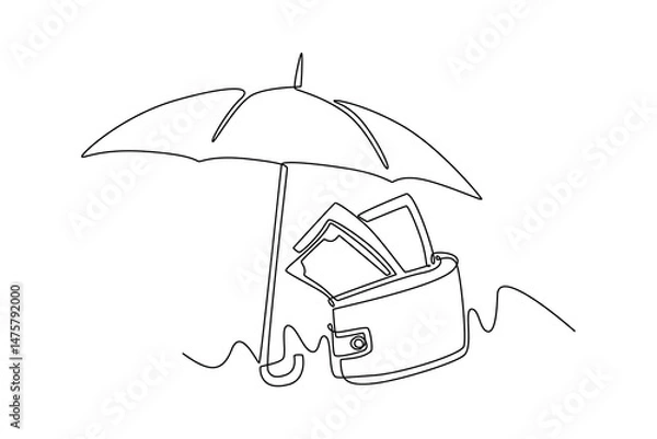 Obraz  Risk management concept. Single line draw design. Vector graphic illustration