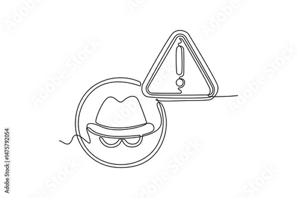Obraz  Risk management concept. Single line draw design. Vector graphic illustration
