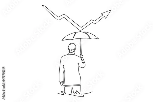 Obraz  Risk management concept. Single line draw design. Vector graphic illustration