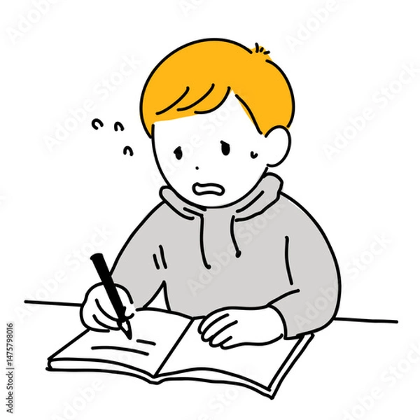 Fototapeta 焦って勉強する男の子