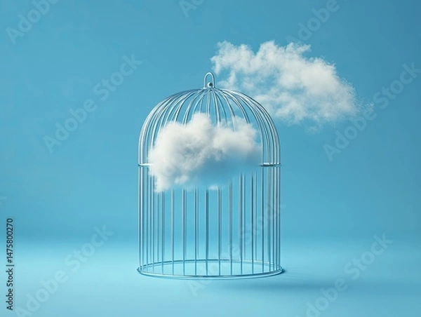 Obraz A cloud trapped within a metallic birdcage