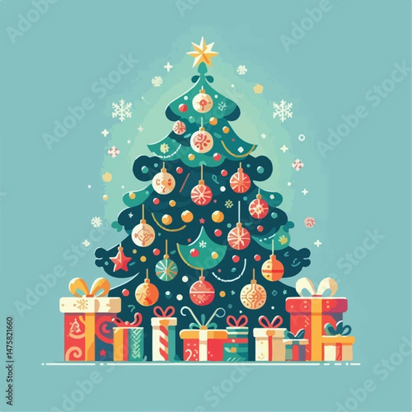 Fototapeta beautiful christmas tree vector image