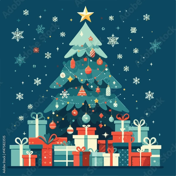 Fototapeta beautiful christmas tree vector image
