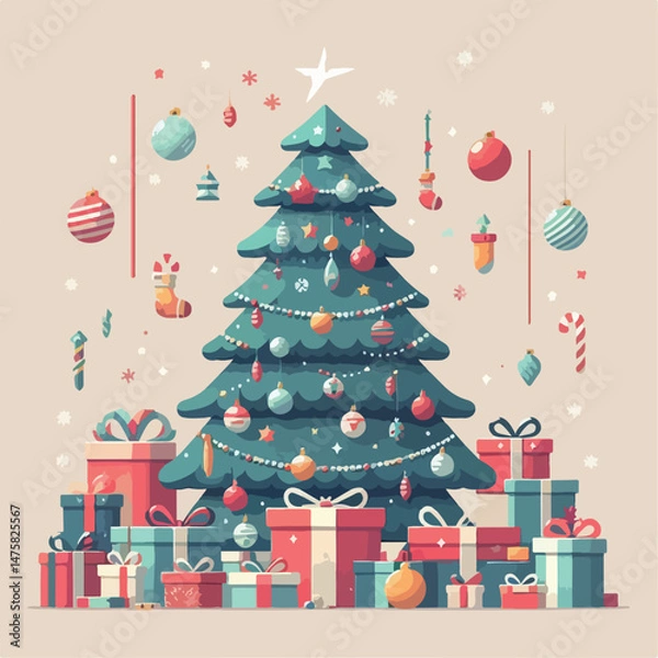 Obraz beautiful christmas tree vector image