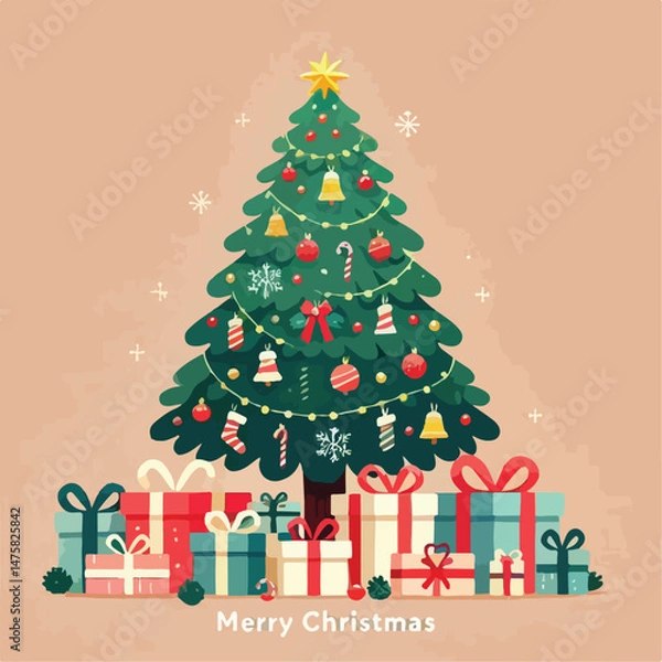 Fototapeta beautiful christmas tree vector image