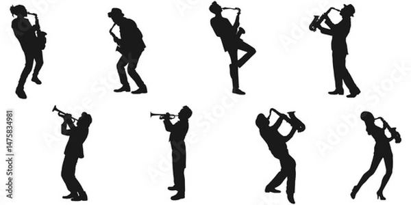 Fototapeta silhouette vector design illustration of a person playing saxophone eps 2