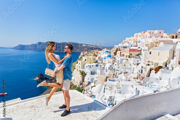 Obraz Young couple on island of Santorini