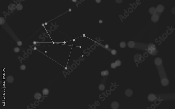 Fototapeta Abstract background. Molecules technology with polygonal shapes, connecting dots and lines. Connection structure. Big data visualization.