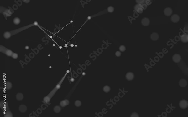 Fototapeta Abstract background. Molecules technology with polygonal shapes, connecting dots and lines. Connection structure. Big data visualization.