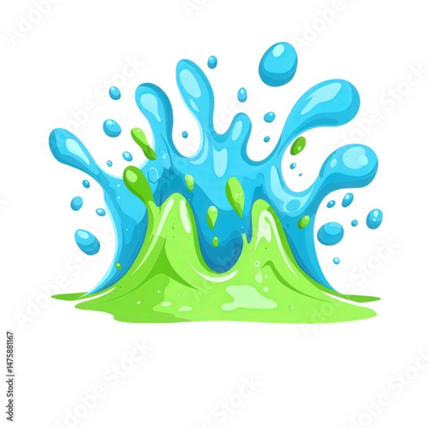 Fototapeta Colorful Water Splash Illustration with Blue and Green Elements