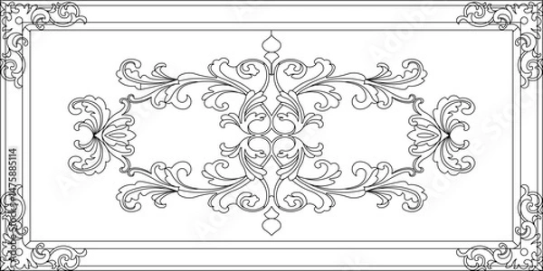 Fototapeta vector illustration sketch drawing ornament decoration decoration pattern background classic vintage ethnic traditional abstract modern floral natural