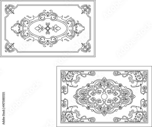 Fototapeta vector illustration sketch drawing ornament decoration decoration pattern background classic vintage ethnic traditional abstract modern floral natural