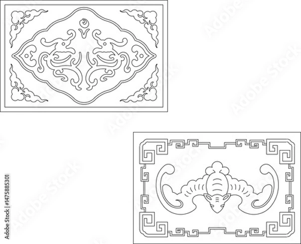 Fototapeta vector illustration sketch drawing ornament decoration decoration pattern background classic vintage ethnic traditional abstract modern floral natural