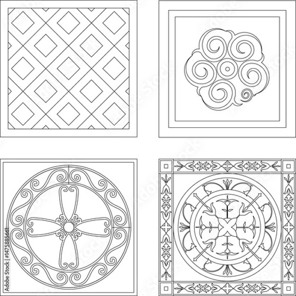 Fototapeta vector illustration sketch drawing ornament decoration decoration pattern background classic vintage ethnic traditional
