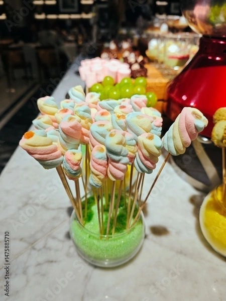 Fototapeta Marshmallow with candles
