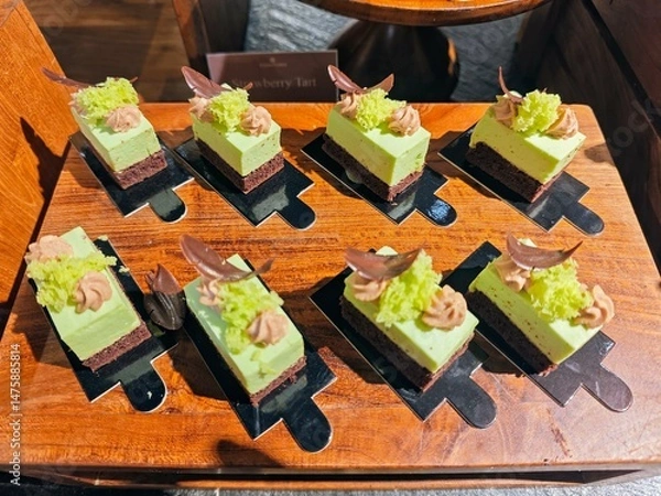 Fototapeta Matcha cake on a plate