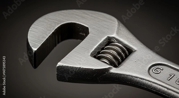Obraz Close-up of an Adjustable Wrench: Precision Engineering and Metalwork