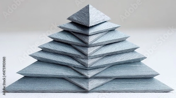 Fototapeta Abstract Grayscale Pyramid Structure Stacked Textured Squares