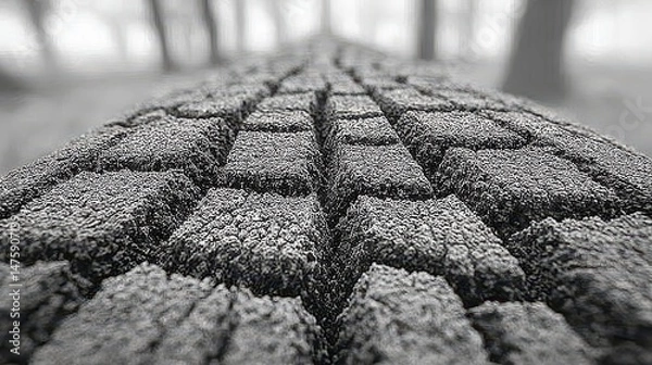 Fototapeta Detailed Black And White Close Up Of Tree Bark Texture In Forest