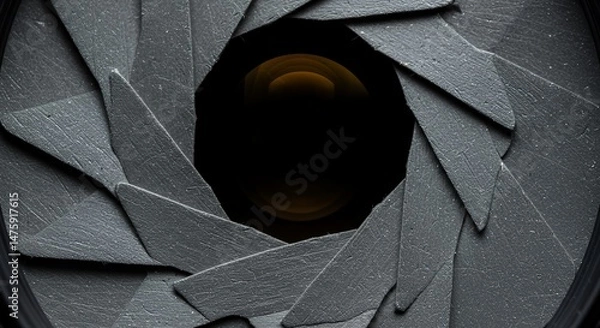 Obraz A Close-Up View of a Camera's Aperture Blades:  Intricate Mechanical Detail