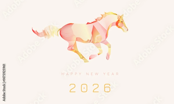 Fototapeta Chinese New Year 2026 Year of the Horse. design template for festive illustrations, greeting cards, banner, backdrop, calendar. 2026 horse line design.