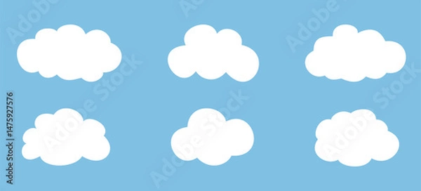 Fototapeta Set of different clouds. Simple cloud collection. For Art, Print, Web design. Vector Illustration.
