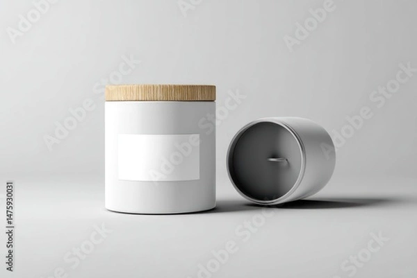 Fototapeta 3D candle mockup with an open label area to feature your personalized branding.