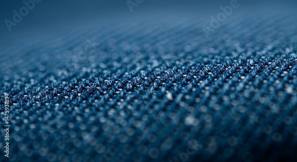 Obraz Deep Blue Textile Texture: A Close-Up Macro Photography of a Luxurious Fabric