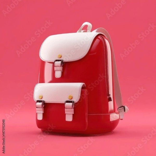 Fototapeta Cartoon backpack mockup featuring a blank area for placing your logo or custom design.