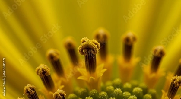 Obraz Magnificent Macro Photography of Yellow Flower's Intricate Stamens