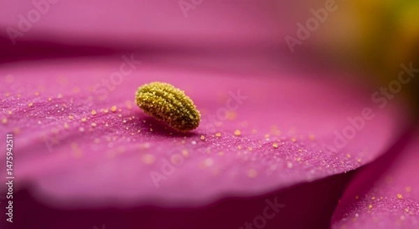 Obraz Macro Photography: Pollen Grain on a Pink Petal