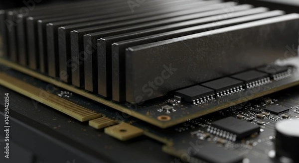 Obraz Close-up of a Graphics Card's Cooling System