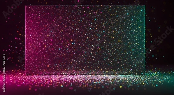 Fototapeta Abstract Pink and Teal Particle Background Glowing Neon Dust and Light