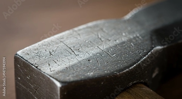 Obraz Close-up of a Weathered Hammer Head: A Detailed Look at the Marks of Time and Labor