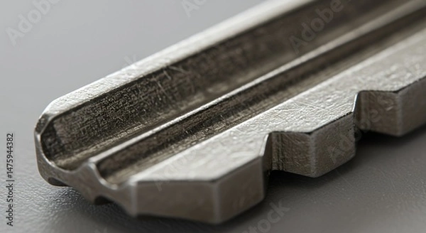 Obraz Close-up of a Key:  Detailed Macro Photography of a Metallic Key's Serrations and Cuttings