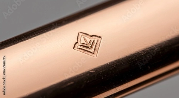 Obraz Close-up of an Engraved Rose Gold Item:  Intricate Detail and Craftsmanship