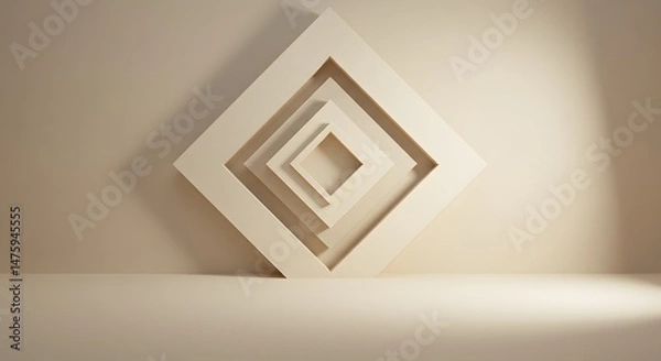 Obraz Abstract Beige Diamond Shapes Minimalist Geometric Wall Art Background