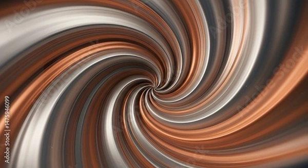 Fototapeta Abstract Swirling Vortex of Copper, Silver, and Brown Hues Digital Art