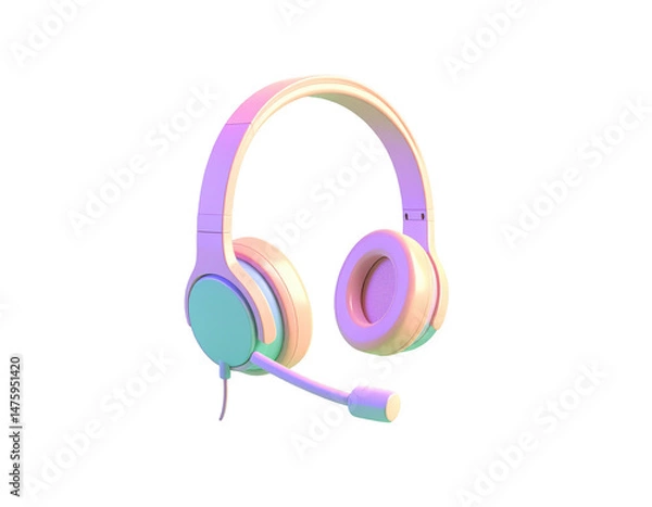 Fototapeta Headset with Microphone Isolated on Transparent Background