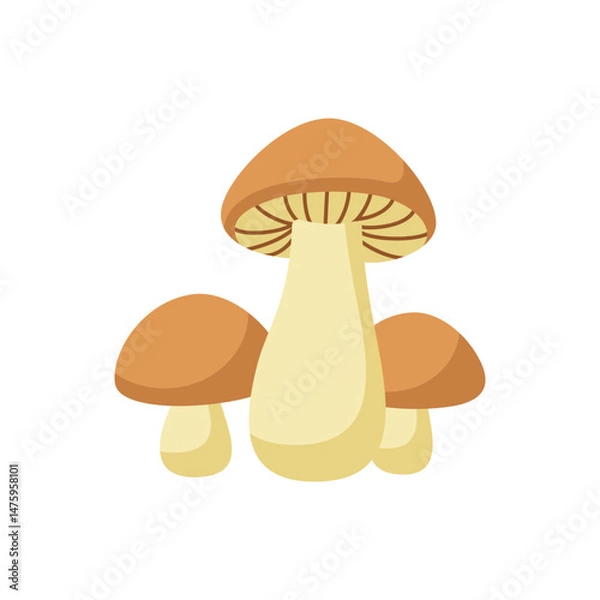 Obraz Simple Group of Brown and Beige Mushrooms Vector Illustration