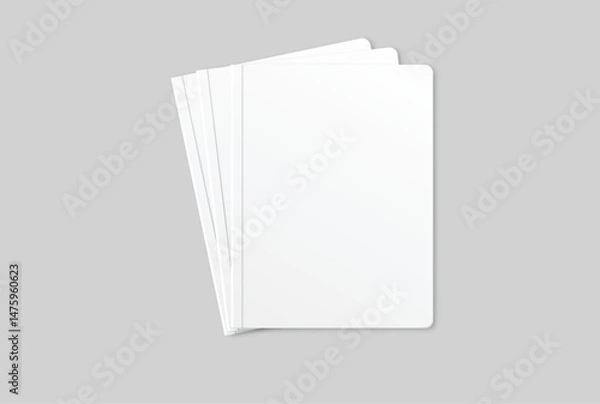 Fototapeta Vector realistic 3d magazine mockup with white blank cover isolated on background. For the business presentation magazine, notebook, booklet, brochure, catalogue or a publisher advertising corporate
